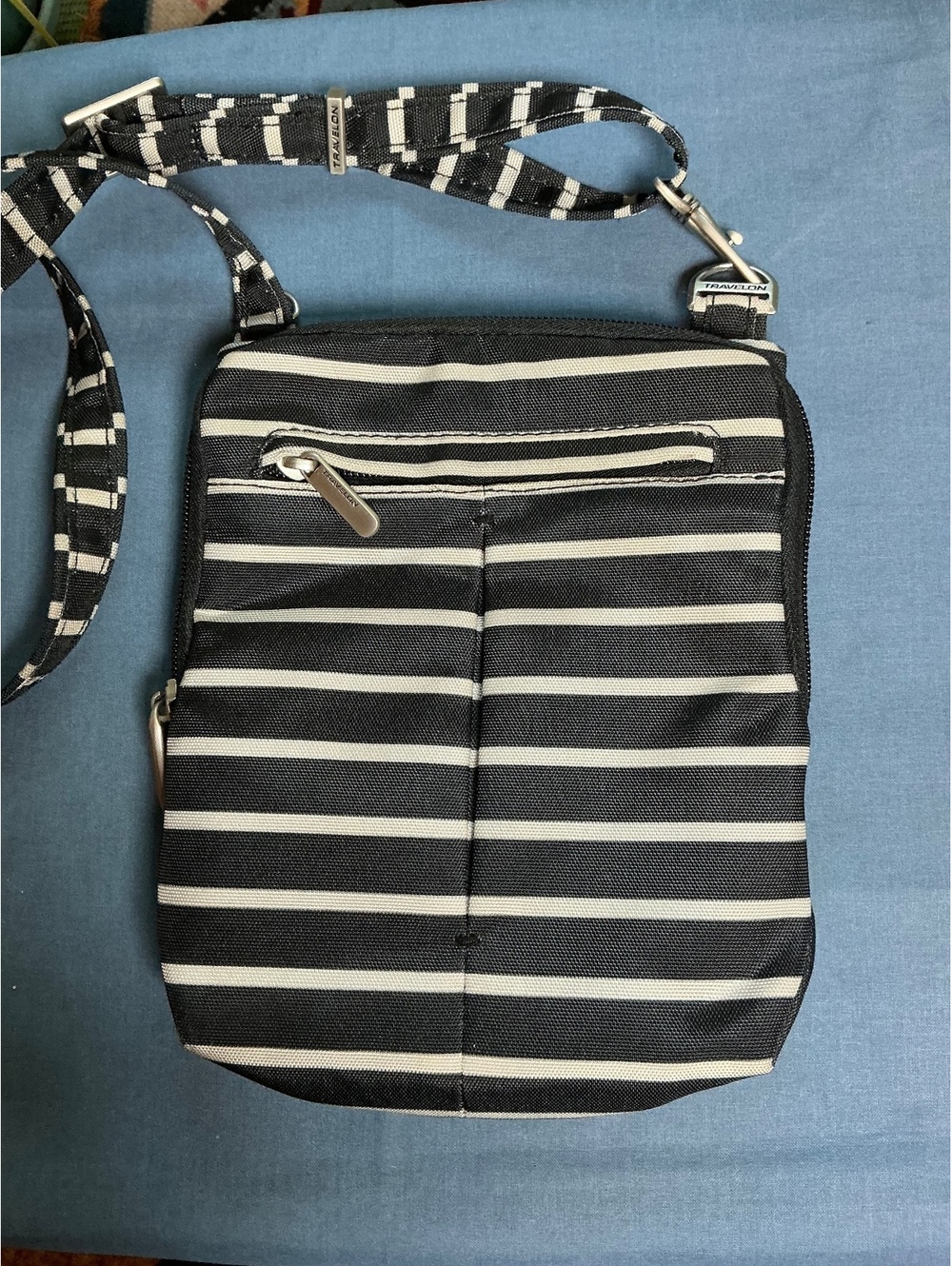 Travelon Anti-theft adjustable crossbody purse bag Striped NWOT